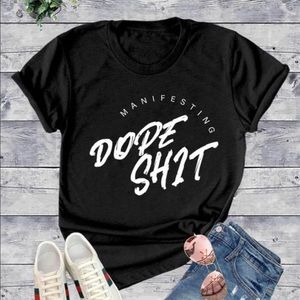 Black unisex T-shirt manifesting dope shit